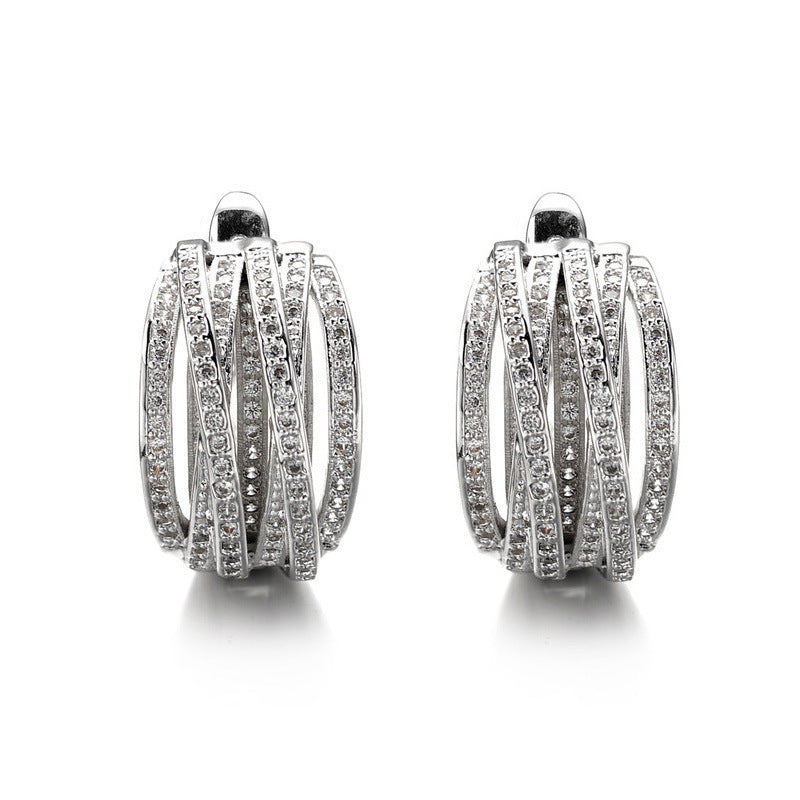 Line Ear Clip Cross Elegant Earrings