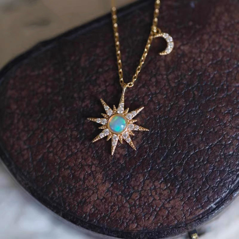 Sparkling Eight-Point Star Zircon Necklace