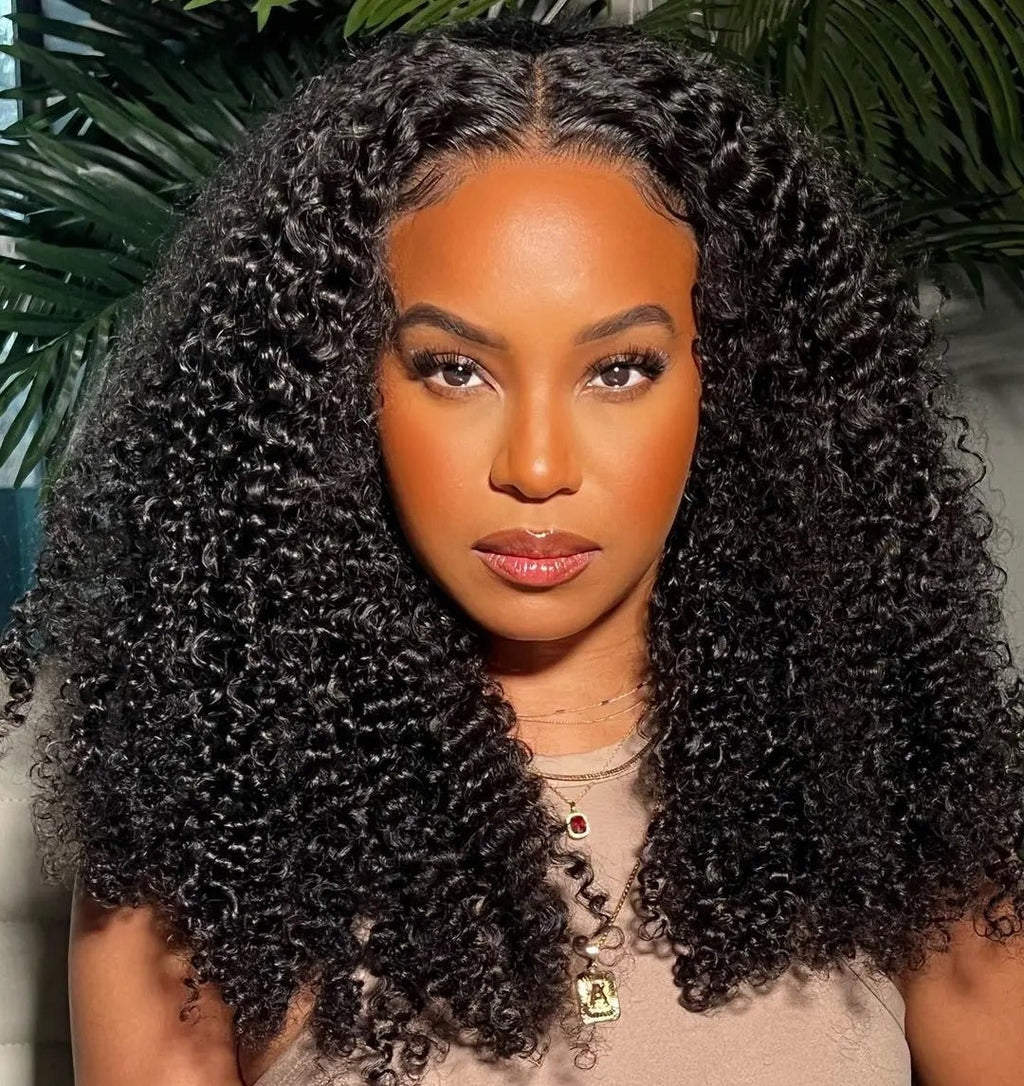 Kinky Curly Lace Frontal Wig Wear Go Glueless Wig Afro Curly Human Hair Wigs 7x5 HD Transparent Lace Closure Wig
