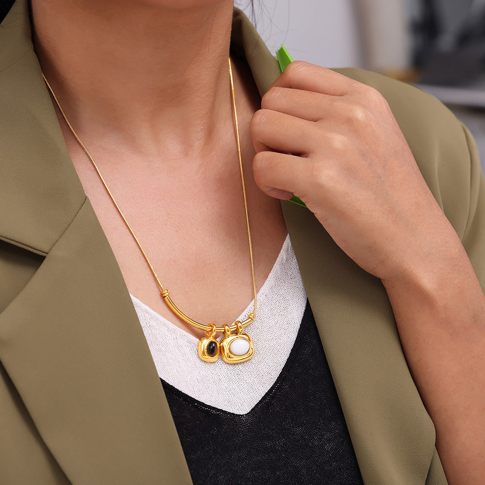 Retro Two-Tone Asymmetrical Necklace