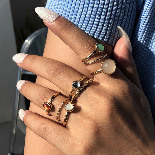 Colorful Stone Metalic Finger Rings