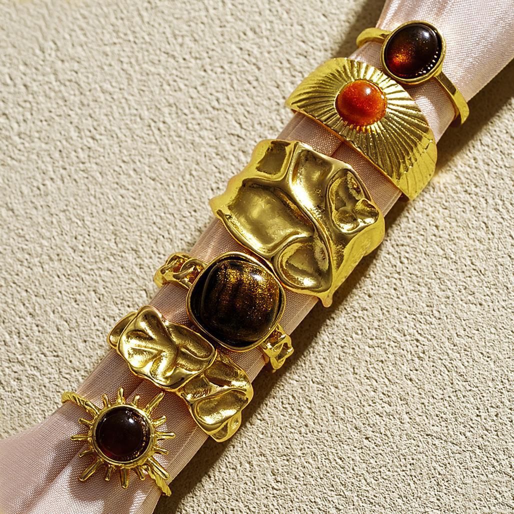 Eye Stone Open-End Ring Set