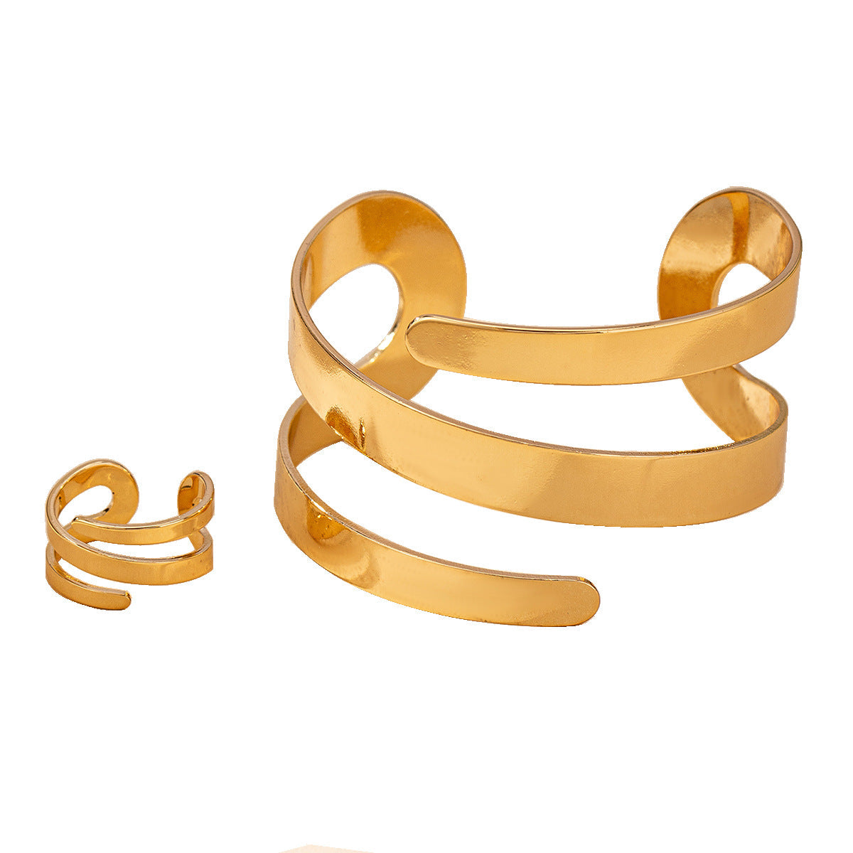 Geometric Hollow-out Bracelet & Ring