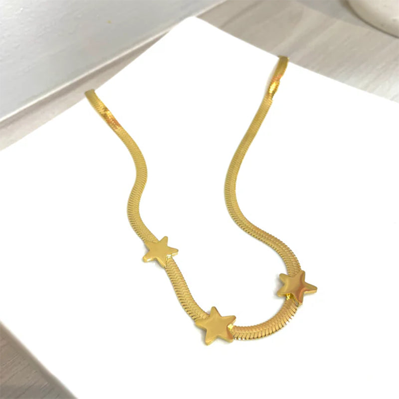 Blade Snake Chains Stars Necklace