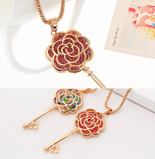 Crystal Long Sweater Chain Necklace