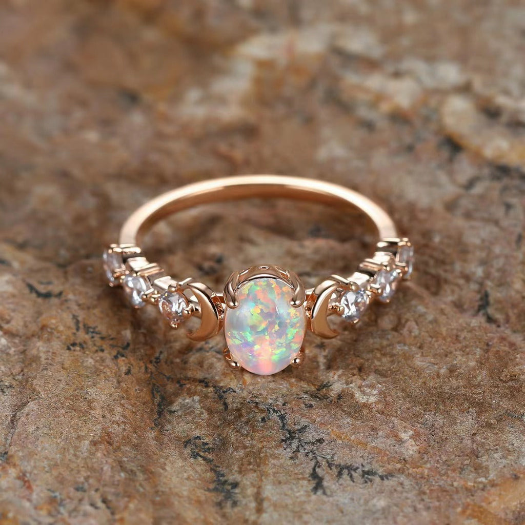 Opal Moon Ring