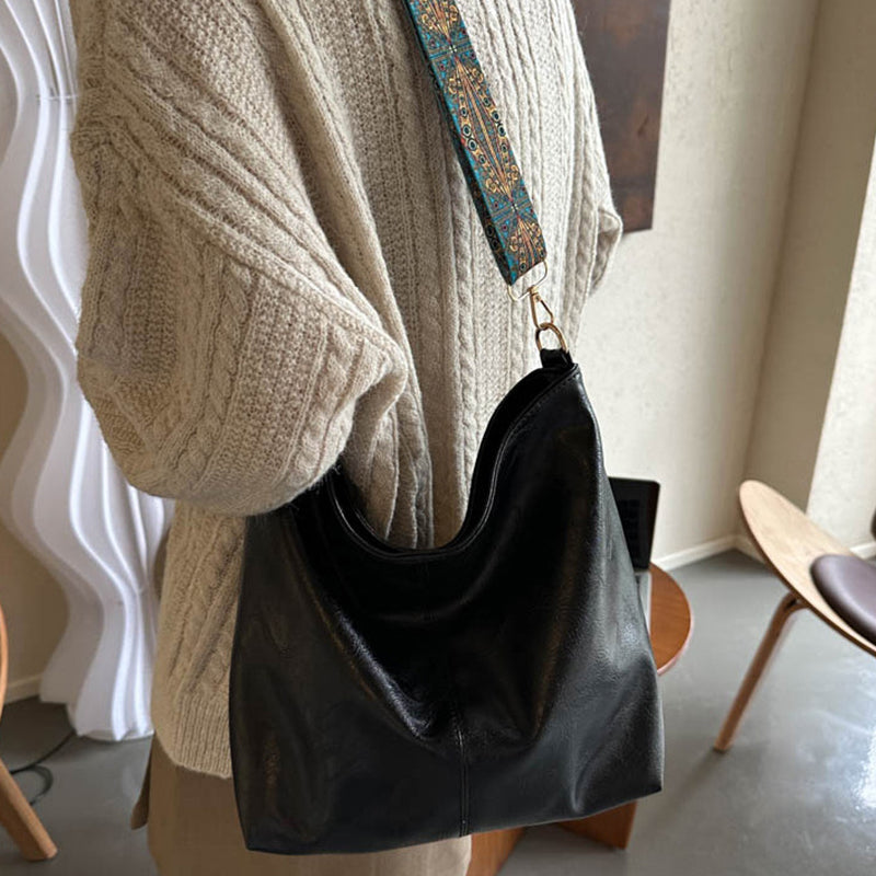 Ethnic Style Wide Shoulder Strap Handbag