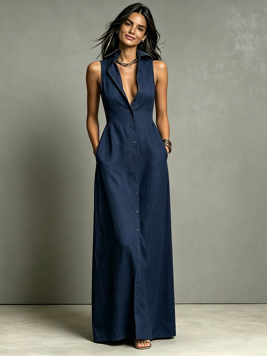 Trinopy Casual Cotton Linen Dress