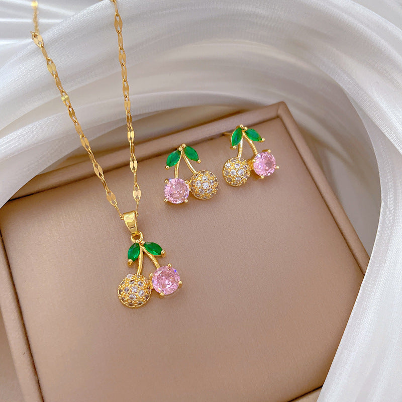 Cherry Diamond Gold Necklace