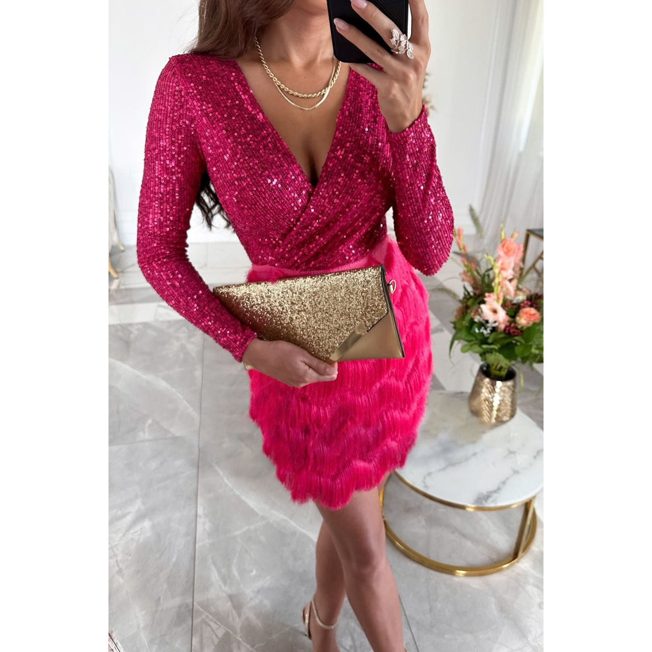 Party Sequins Multicolor Dress