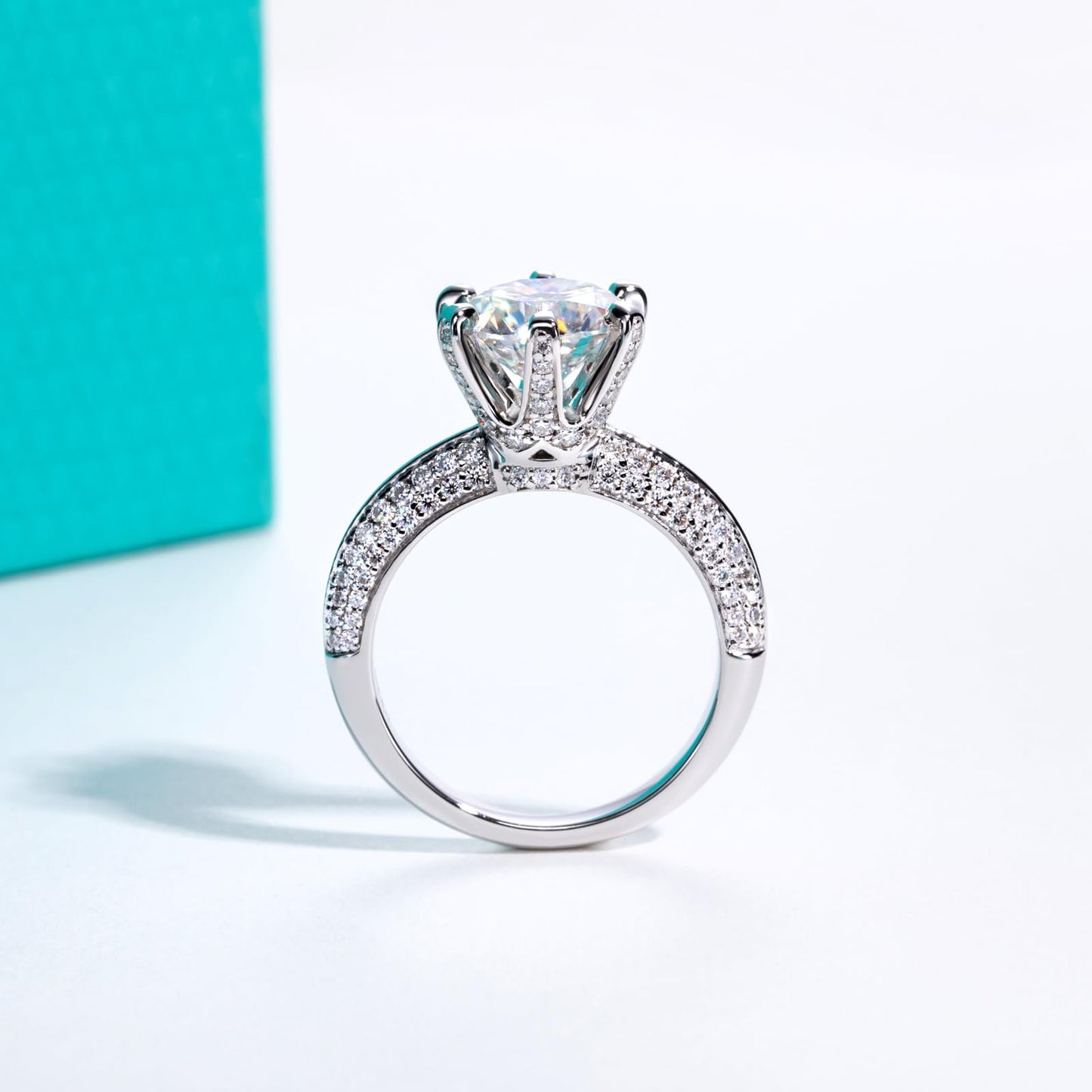 Moissanite Ring For Women 3.692cttw 3CT Center Stone D Color VVS1 925 Sterling Silver Elegant Engagement Wedding Promise Anniversary Rings