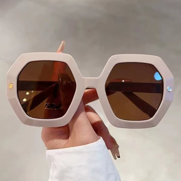 Irregular With Personality Hexagonal Rivet Sunglasses