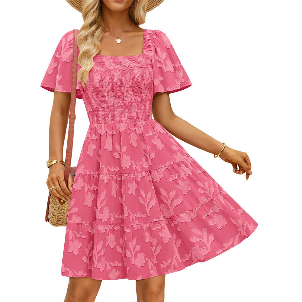 Square-neck Flowy Floral Dress