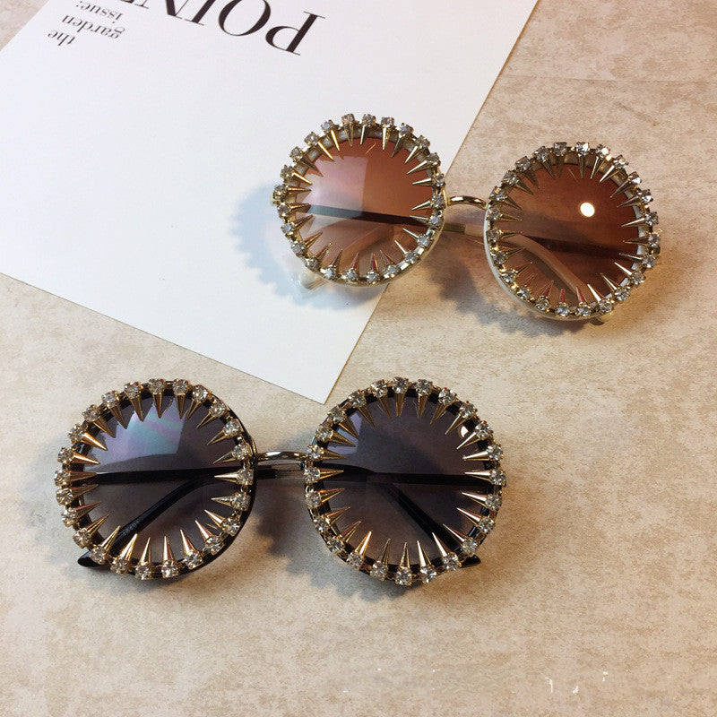 Ralferty Unique Round Rivet Steampunk Sunglasses