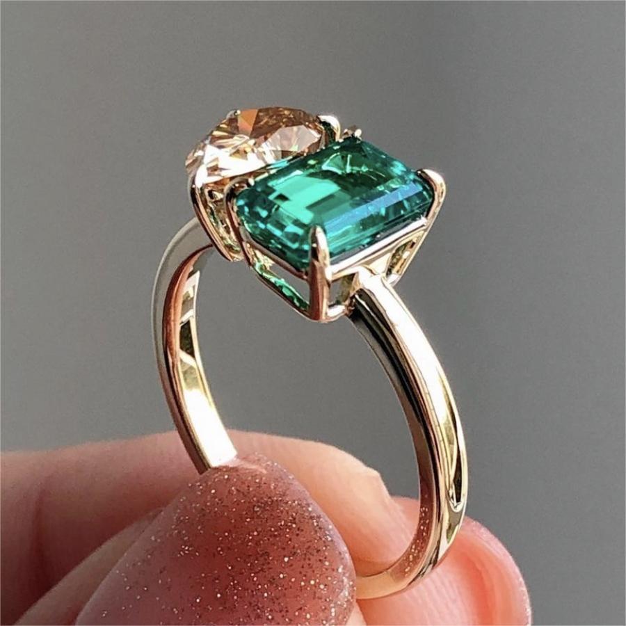 Stone Lady Green Yellow Ring