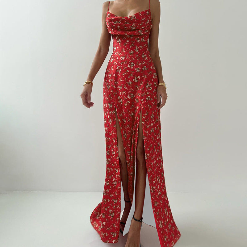 High Waist Slit Off-neck Dress