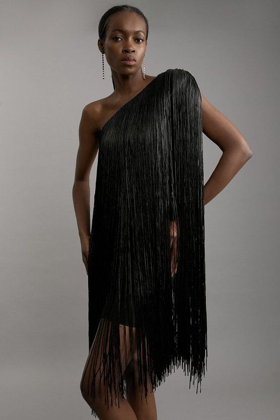 Sleek And Playful Tassel Skirt Party Dress