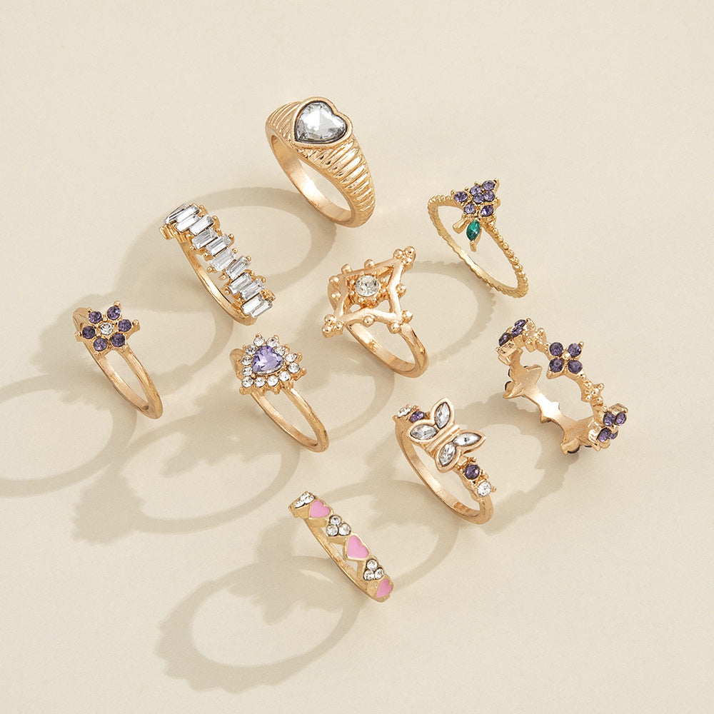 Purple Diamond Grape Flower Ring