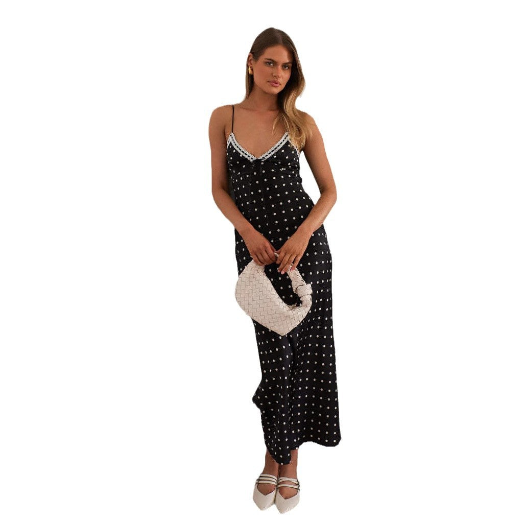 Sling Neckline Lace Slim Fit Dress
