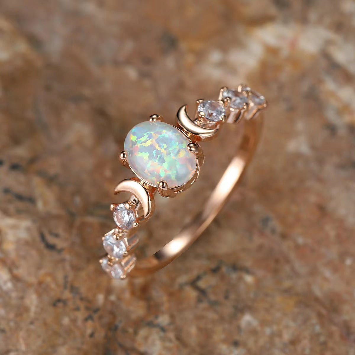 Opal Moon Ring