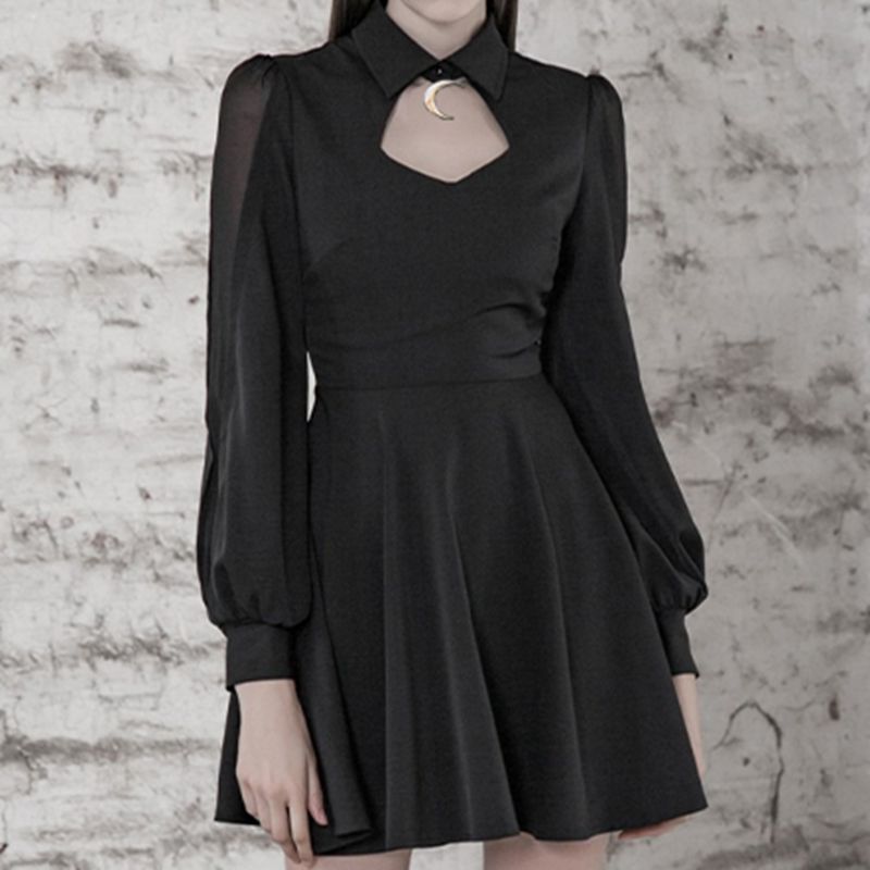 Patchwork Mesh Crescent Dress