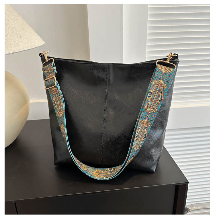 Ethnic Style Wide Shoulder Strap Handbag