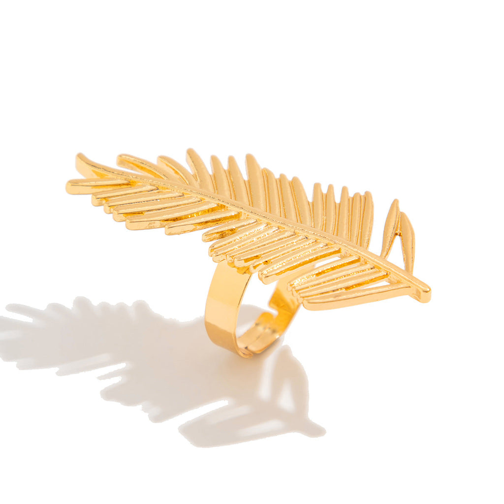 Wrinkle Feather Pearl Ring