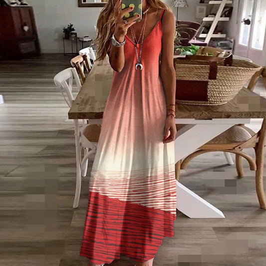 Floral V-Neck Slip Maxi Dress